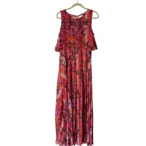 Calvin Klein Maxi Dress‎ Snakeskin Sleeveless Pink Orange Size 14